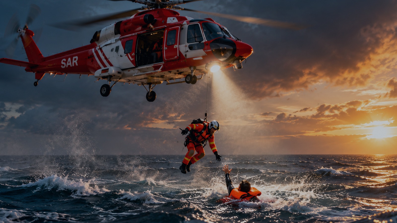 Rescue response over the ocean